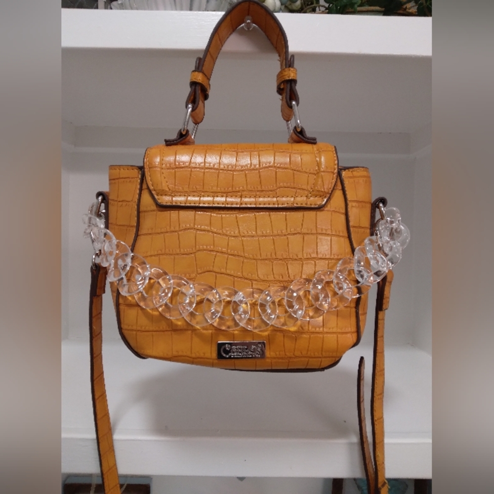 Carlos Santana Yellow Croc Crossbody Bag